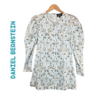 Daniel Bernstein Mini Dress Womens Sz M Floral Dramatic Shoulders Rhinestone